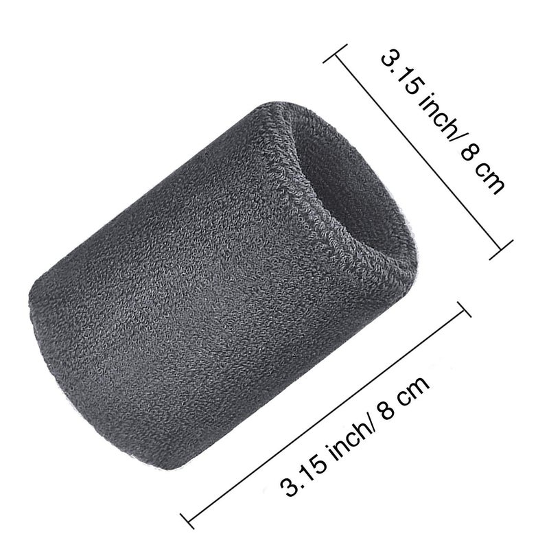 Bememo 12 Pack Wristbands Sweatband for Women Men, Neon Colored Sport Wrist Bands, Tennis Football Basketball Sweatbands, Moisture Wicking Arm Bands for Working Out(3.15 Inch,Gray) - Image 3